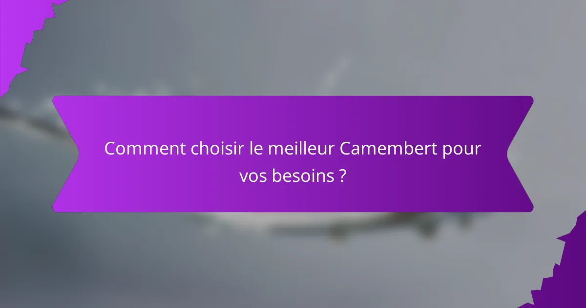 Comment choisir le meilleur Camembert pour vos besoins ?