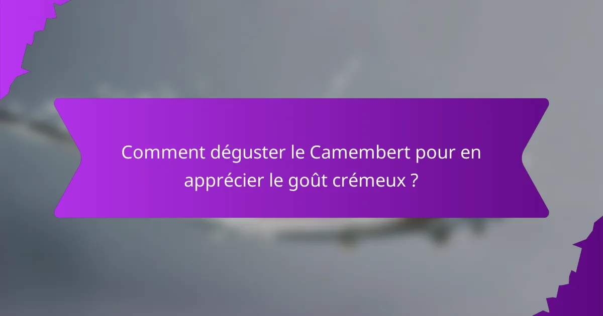 Comment déguster le Camembert pour en apprécier le goût crémeux ?