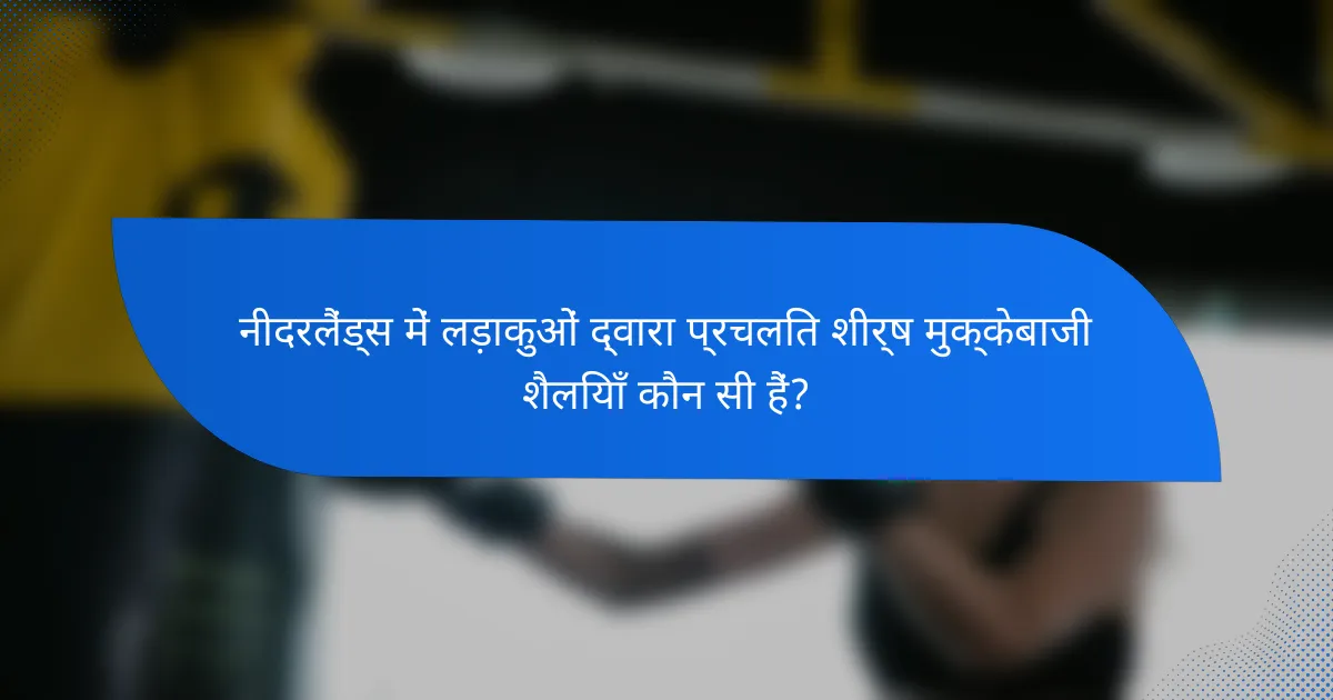 नीदरलैंड्स में लड़ाकुओं द्वारा प्रचलित शीर्ष मुक्केबाजी शैलियाँ कौन सी हैं?