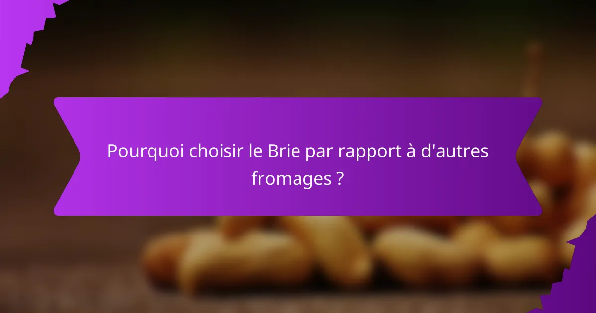 Pourquoi choisir le Brie par rapport à d'autres fromages ?