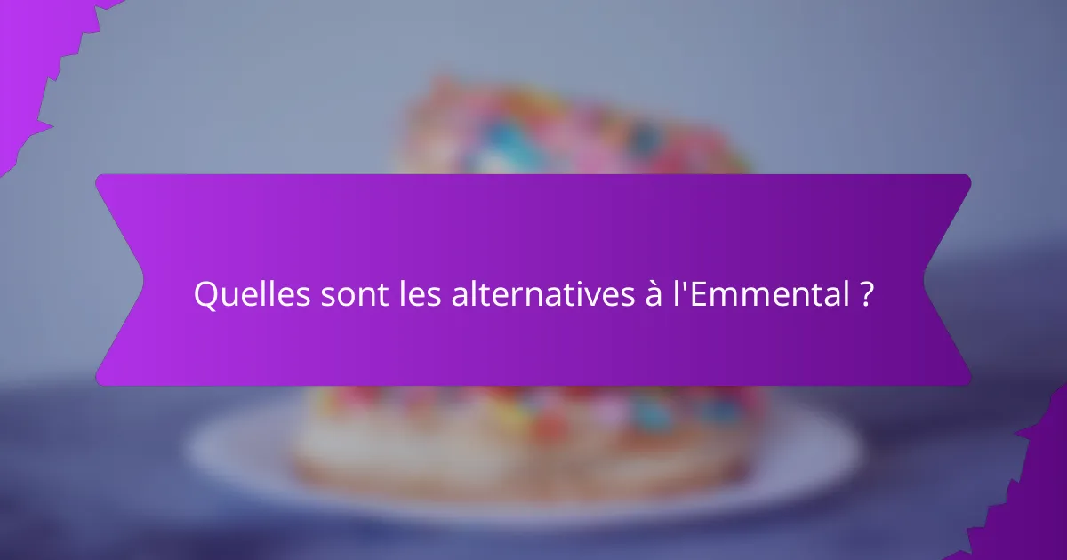 Quelles sont les alternatives à l'Emmental ?