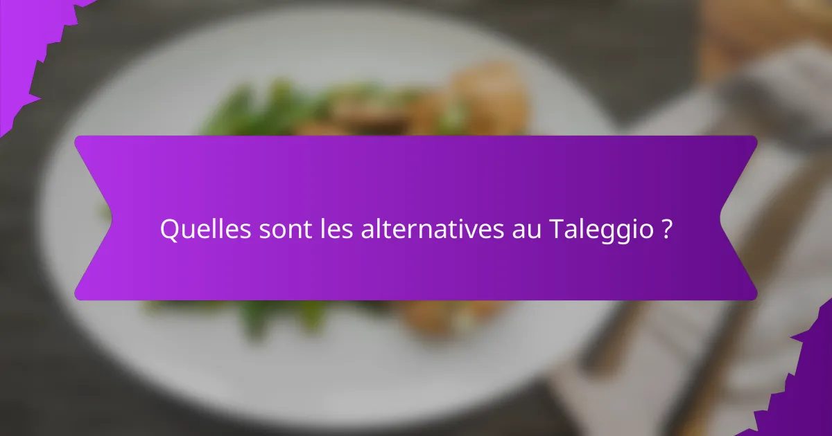 Quelles sont les alternatives au Taleggio ?