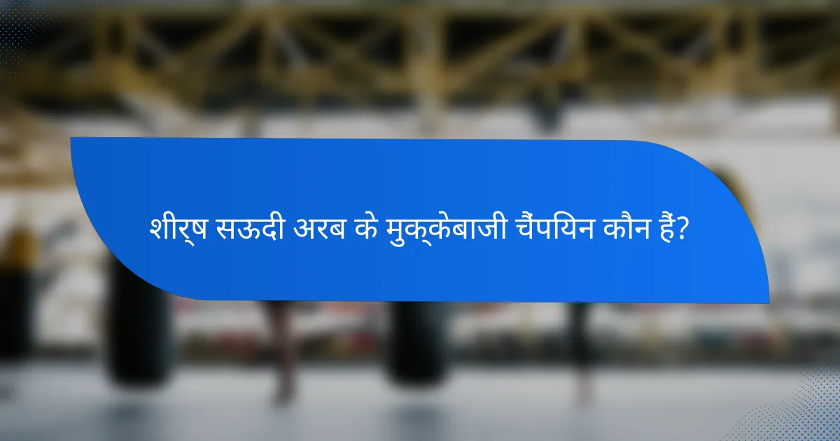 शीर्ष सऊदी अरब के मुक्केबाजी चैंपियन कौन हैं?